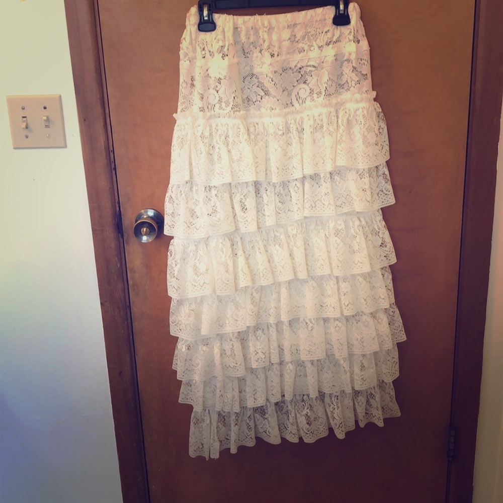 Beautiful cream lace ruffle skirt
